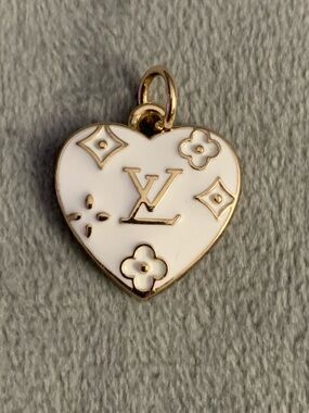 Upcycled White Enamel Heart Pendant Charm